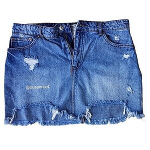 Distressed Destroyed Sad Girl Grunge Frayed Fringe Mini Jean Skirt ♥️